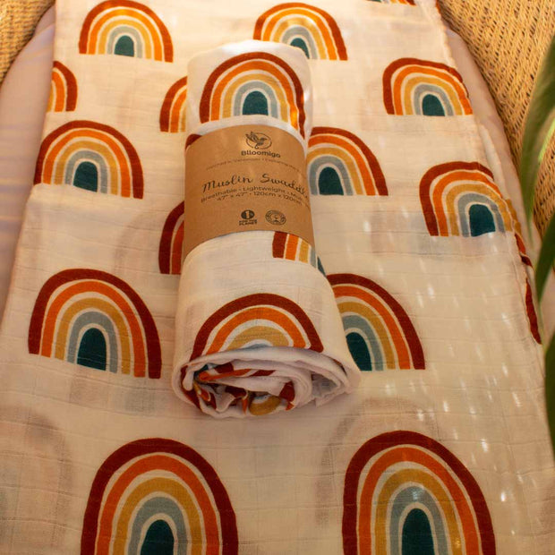 Small Rainbows Baby Muslin Swaddle