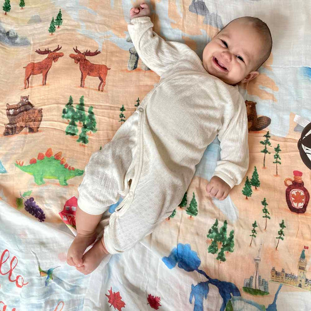 'Hello Canada' Baby Muslin Swaddle