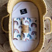 Ocean Blue & Terra Cotta Rainbows Baby Muslin Swaddle