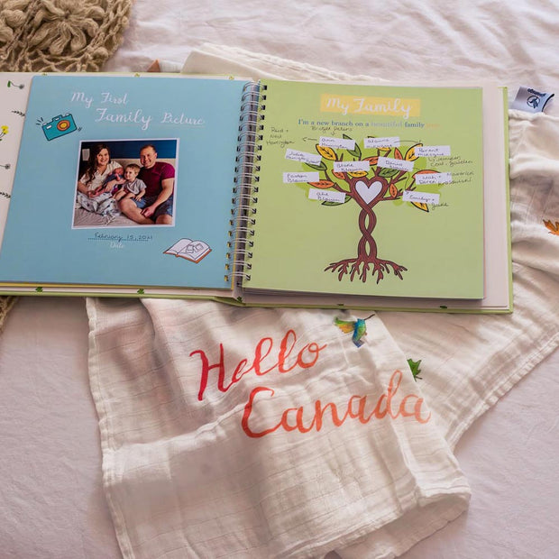Bundle of 1 Baby Memory Book + 2 Swaddle Blankets