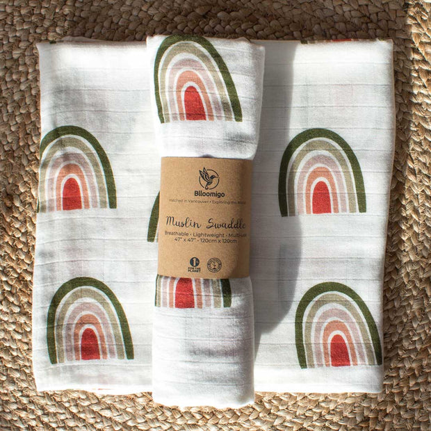 Minimalist Rainbows Baby Muslin Swaddle