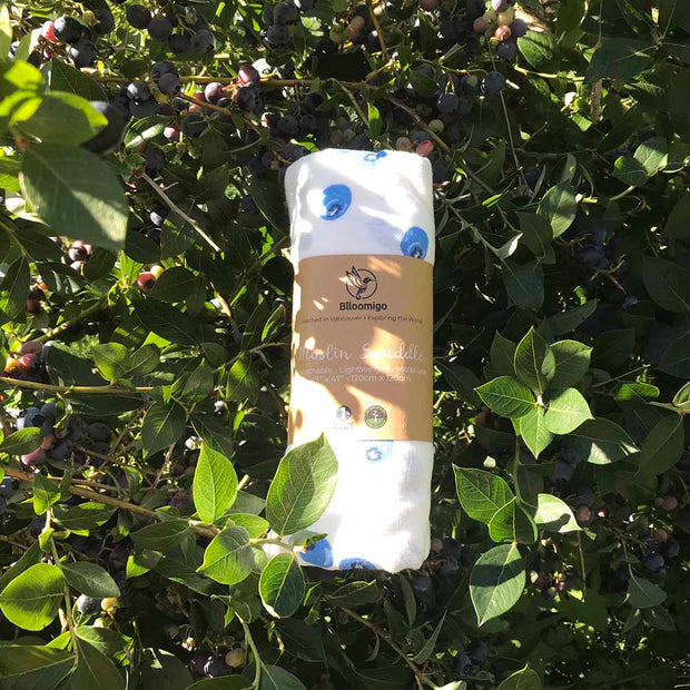 'Blueberries' Baby Muslin Swaddle