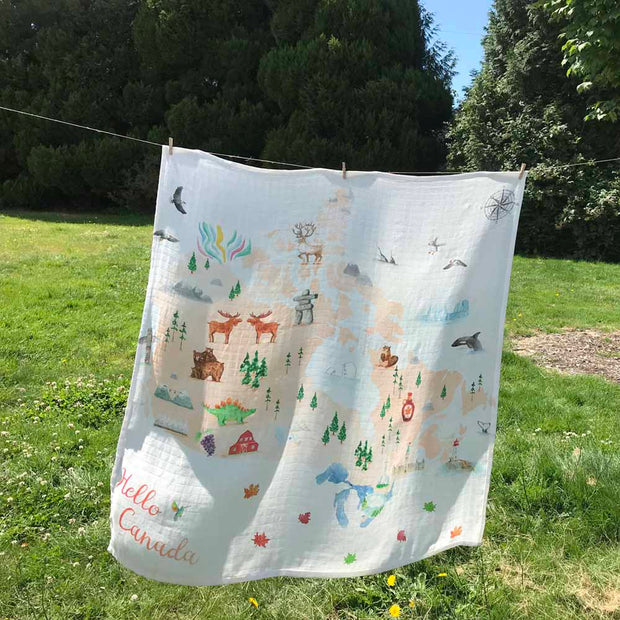 'Hello Canada' Baby Muslin Swaddle